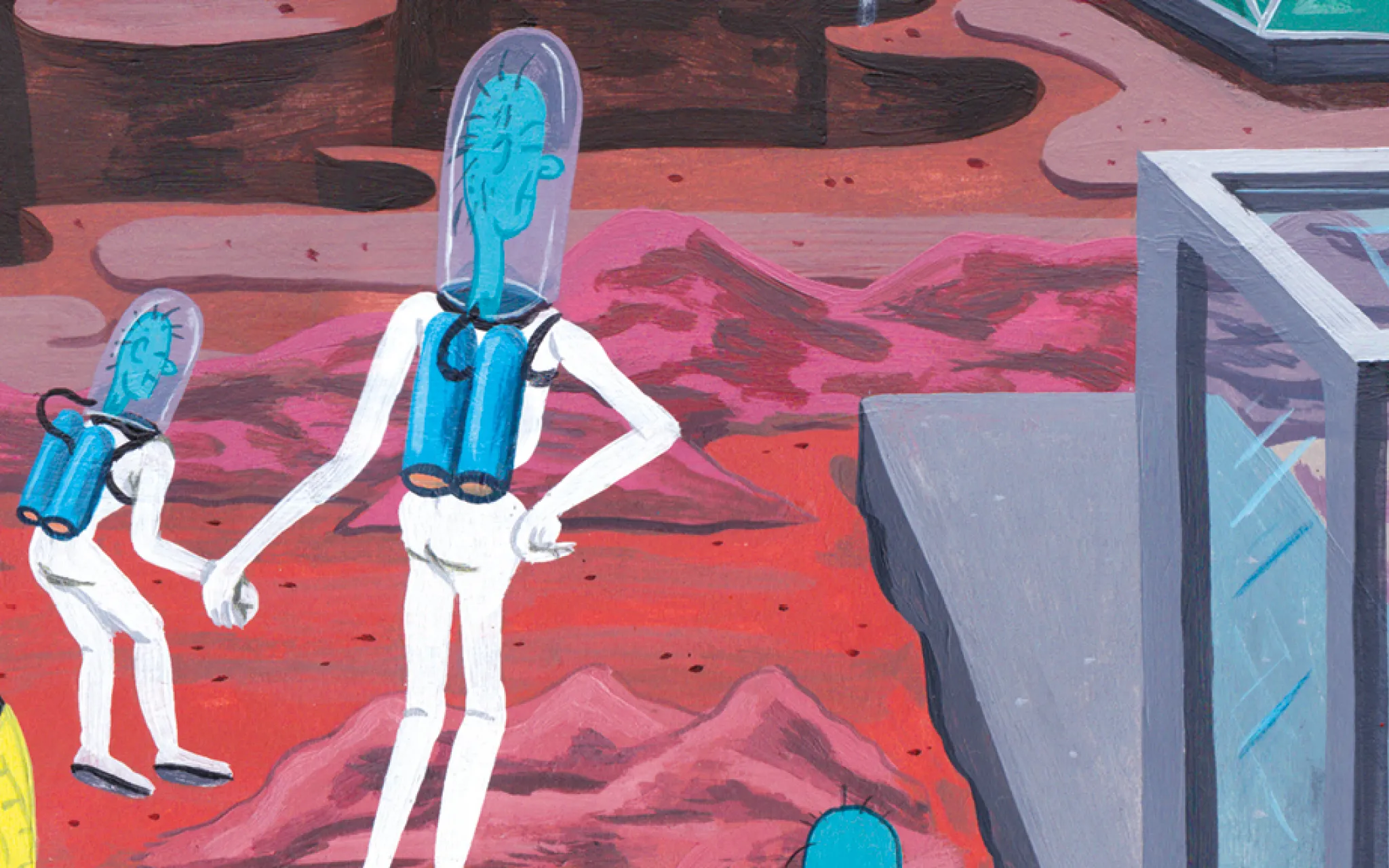 Affiche Homo spaciens de Brecht Vandenbroucke © Muséum national d’Histoire naturelle / The Parisianer, 2021. Tous droits réservés. Affiche Homo spaciens de Brecht Vandenbroucke