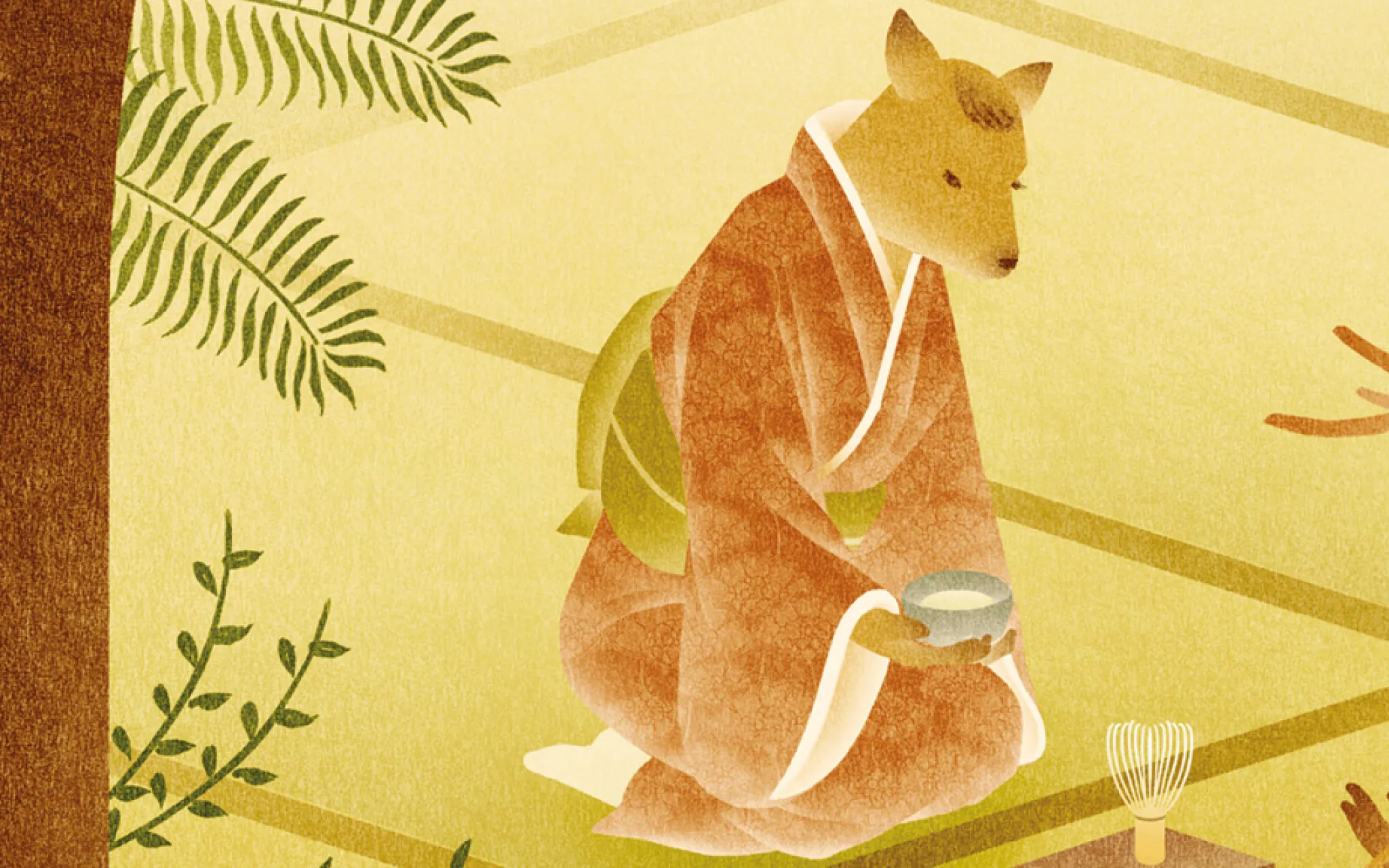 Keiji Yano, « L'humain, un animal parmi d'autres » © Muséum national d’Histoire naturelle / The Parisianer, 2021. Tous droits réservés. Détail de l'illustration « L'humain, un animal parmi d'autres » créée par Keiji Yano pour la revue imaginaire « The Parisianer. Chroniques du Muséum »