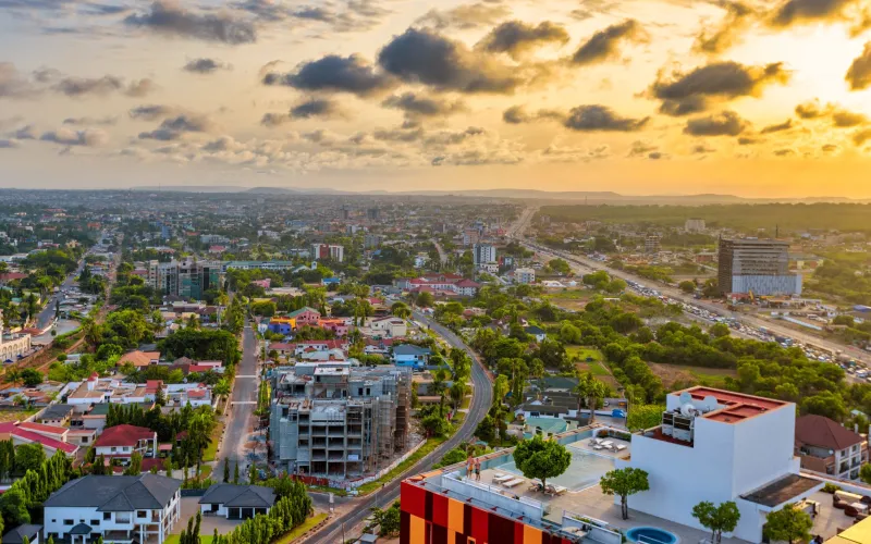Vue aérienne de Accra, capitale du Ghana