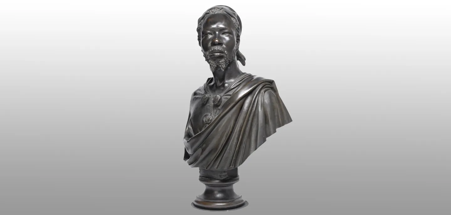 CORDIER Charles-Henri-Joseph, Saïd Abdallah, de la tribu de Mayac, royaume de Darfour, 1848, Bronze, Paris. Crédit : Centre national des arts plastiques, en dépôt au Muséum national d’histoire naturelle © D. Ponsard Buste en bronze de Seïd Enkess, dit de Saïd Abdallah