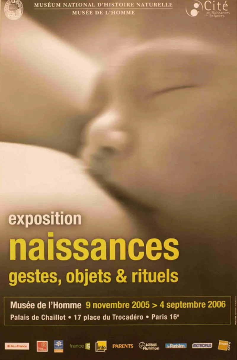 Affiche de l'exposition montrant le visage d'un nouveau-né.